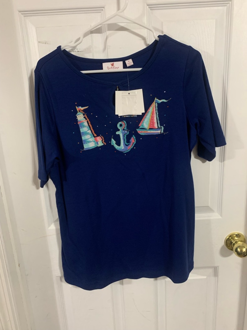 Quacker Factory Navy Short-Sleeve Nautical Anchor & Sailboat Tee